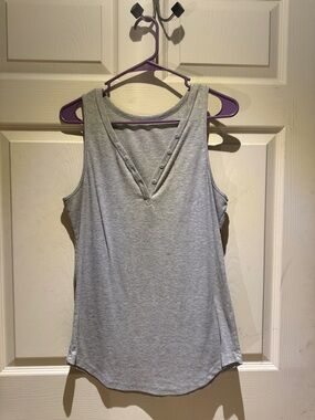 Amazon Women's Light Gray Henley V-Neck Tank